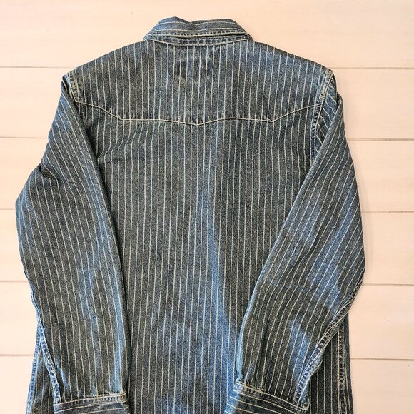 Striped Indigo Western Shirt - Size L - Picture 5 of 8